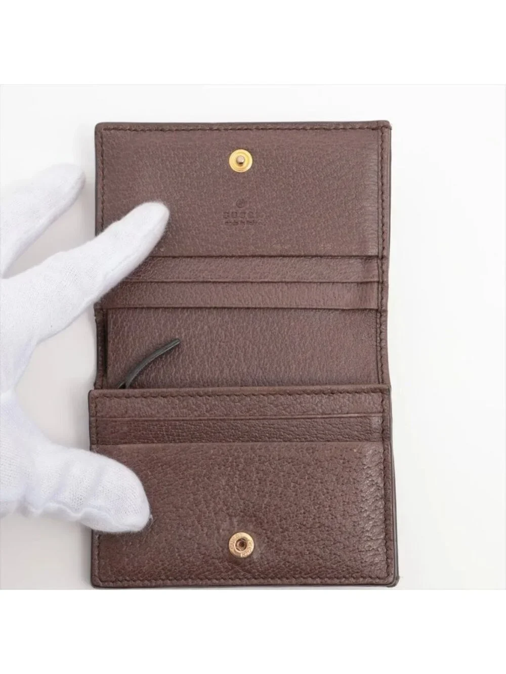 Gucci GG Supreme Sherry Line Leather Bifold Wallet Compact